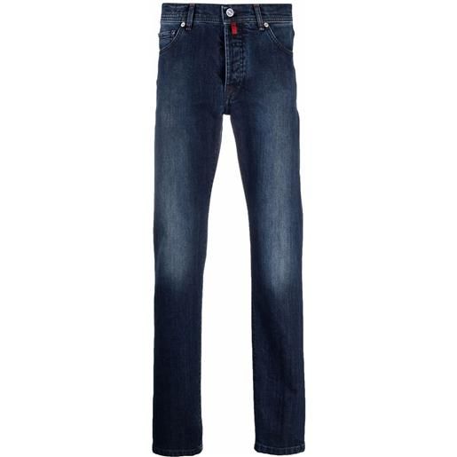 Kiton jeans dritti con effetto schiarito - blu