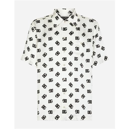 Dolce & Gabbana camicia hawaii in seta stampa dg monogram