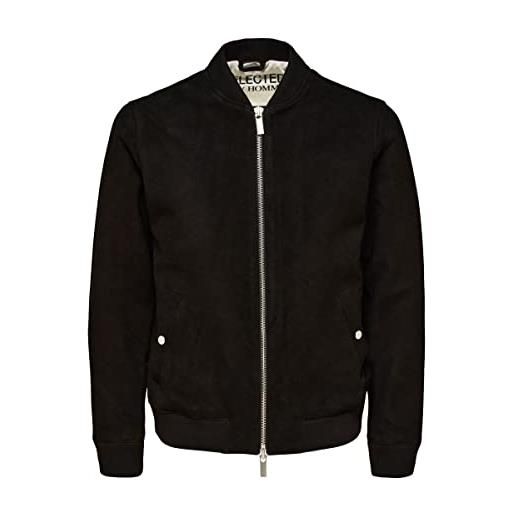 SELECTED HOMME slharchive bomber suede jkt w noos giacca in camoscio, black, m uomini