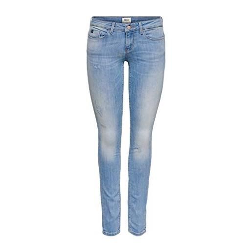 Only onlcoral sl skinny fit jeans, light blue denim, 25w / 30l donna