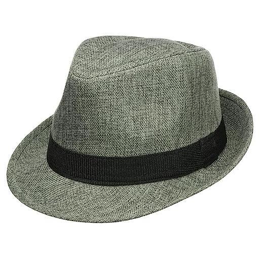 LIPODO cappello di tessuto mélange trilby donna/uomo - da sole cappelli spiaggia primavera/estate - m (57-58 cm) grigio