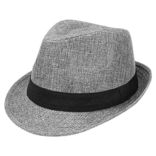 LIPODO cappello di tessuto mélange trilby donna/uomo - da sole cappelli spiaggia primavera/estate - m (57-58 cm) grigio-mélange