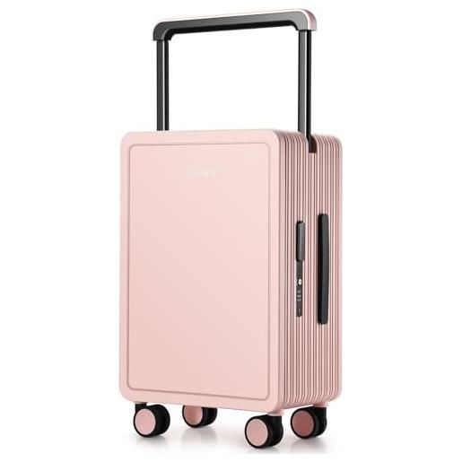 oscaurt valigia trolley con manici larghi, bagaglio a mano, valigia da viaggio con 4 ruote, silenziosa e tsa, trolley in abs, custodia rigida, colore: rosa. , 55cm, valigetta