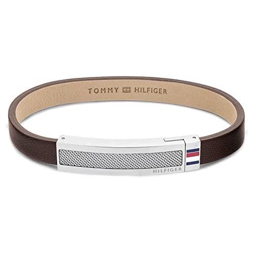 Tommy Hilfiger jewelry braccialetto da uomo in pelle marrone - 2790397