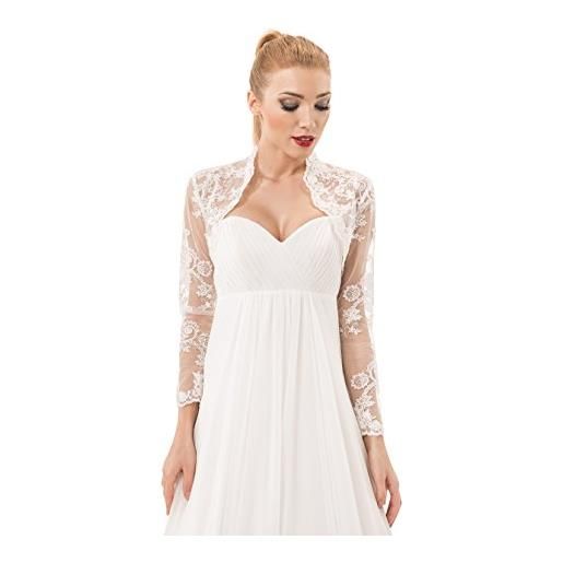 OssaFashion elegante coprispalle nuziale stile bolero da sposa maniche lunghe decorato con perline e paillettes