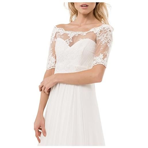 OssaFashion elegante coprispalle nuziale stile bolero da sposa in pizzo effetto corsetto con perline e paillettes