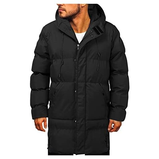 Generic cappotti invernali da uomo giacca casual tinta unita con cerniera a maniche lunghe cappotto con cappuccio con cerniera calda giuntare cappotto nero cappotto da uomo invernale (nero, xl)