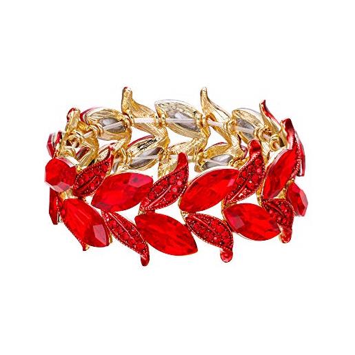 Clearine braccialetto matrimonio sposa bracciale per donne marquise-forma foglia tratto bangle bracciale rosso oro-fondo