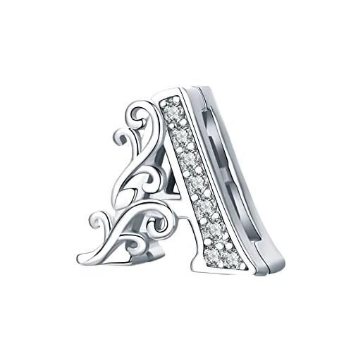 DFHTR argento 925 lettera alfabeto a clip perline charms fit reflexions bracciali accessori per gioielli fai da te