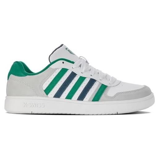 K-Swiss court, scarpe da ginnastica uomo, white pepper green indian teal, 44.5 eu