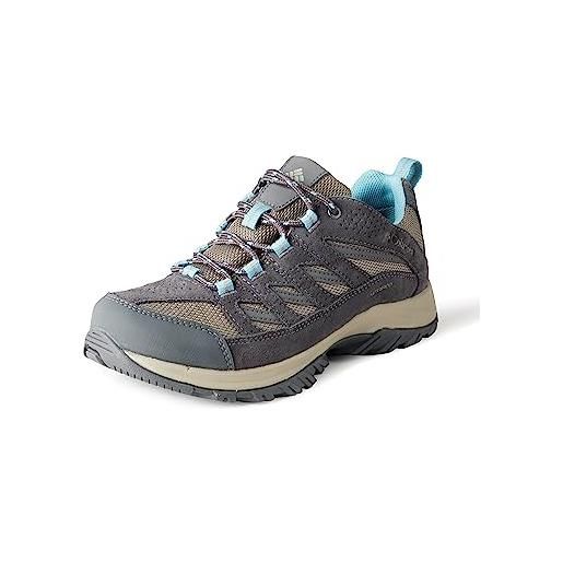 Columbia crestwood impermeabile, scarpe da escursionismo donna, bollitore grigio scuro, 42 eu larga