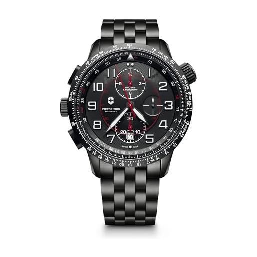 Victorinox uomo airboss mach 9 black edition - orologio cronografo automatico in acciaio inossidabile/pelle fabbricato in svizzera 241742