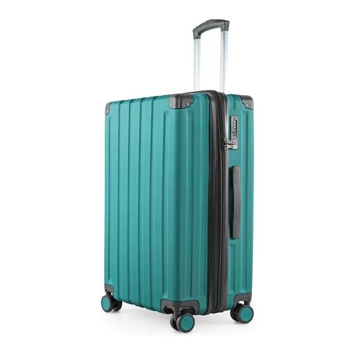 Hauptstadtkoffer q-damm - valigia media a guscio rigido, tsa, 4 ruote, bagaglio da stiva con espansione di volume di 6 cm, 68 cm, 89 l, verde acqua