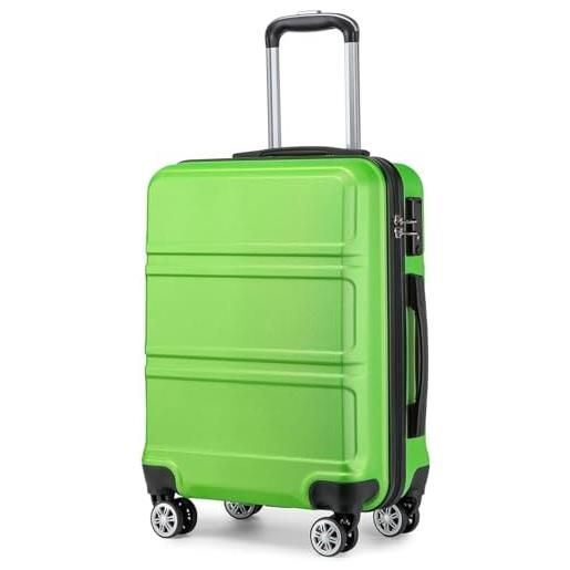 KONO set di 2 valigie rigida trolley bagaglio a mano 55cm e valigia media 65cm con tsa lucchetto e 4 ruote, verde