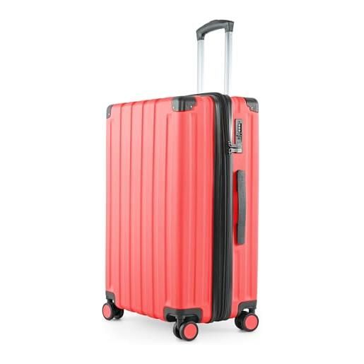 Hauptstadtkoffer q-damm - valigia media a guscio rigido, tsa, 4 ruote, bagaglio da stiva con espansione di volume di 6 cm, 68 cm, 89 l, corallo