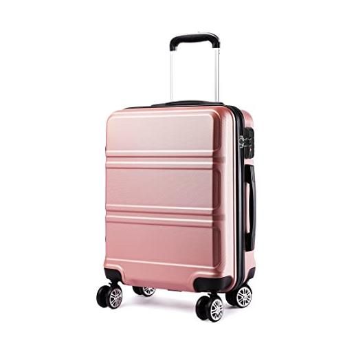 KONO set di 2 valigie rigida trolley bagaglio a mano 55cm e valigia media 65cm con tsa lucchetto e 4 ruote, nude