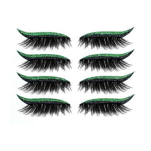 LIQS adesivi per eyeliner con ciglia, 4 paia di eyeliner riutilizzabili e adesivi per ciglia, contour istantaneo e trucco occhi lucidi, adatto per le donne per truccarsi rapidamente (verde)