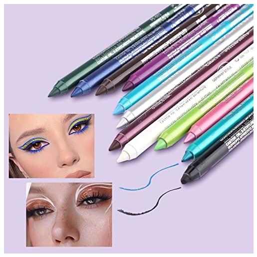 Riceel 12 eyeliner colori ombre penna, impermeabile, eyeliner neon matt glitter kit colorato eyeliner donne eye liner professional eye make-up set
