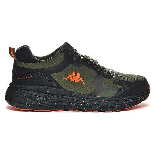 Kappa yukon, scarpe da ginnastica uomo, verde nero arancione, 41 eu