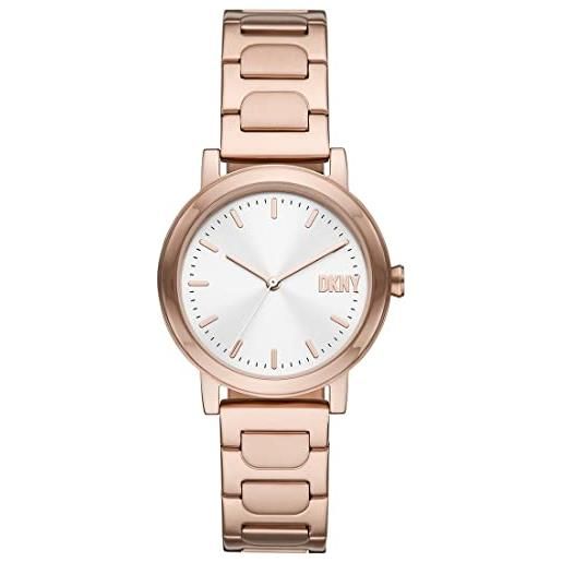 DKNY orologio soho d da donna, movimento a tre lancette, cassa in acciaio inossidabile oro rosa 34 mm con bracciale in acciaio inossidabile, ny6622