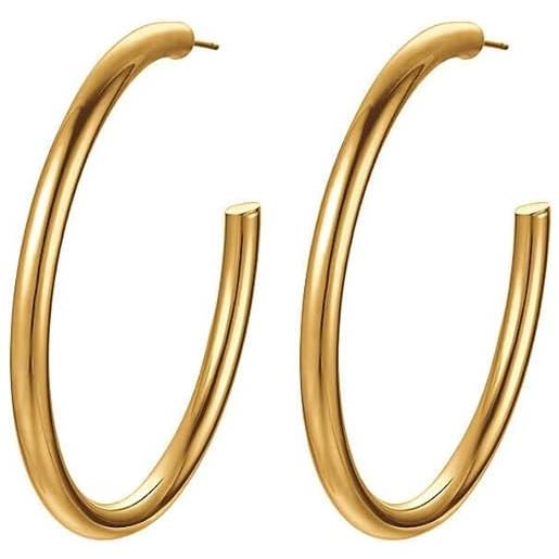 Luca Barra orecchini di Luca Barra, della collezione summer. Orecchini da donna cerchi in acciaio ip gold. La referenza è ok1273