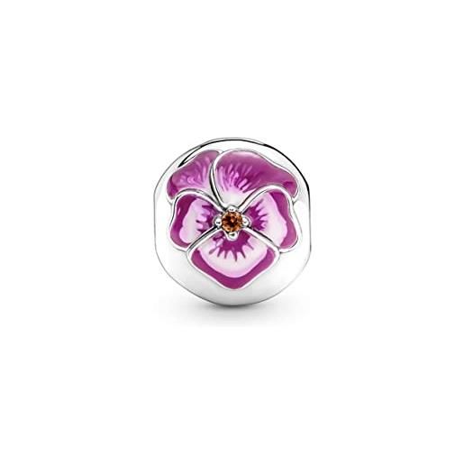 Pandora rosa viola del pensiero fiore clip charm 790772c01