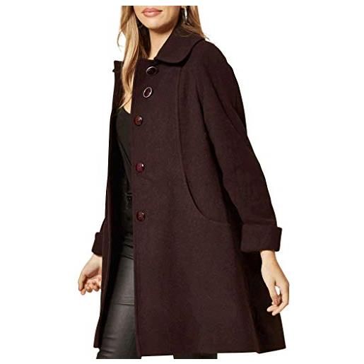 Anastasia - cappotto invernale swing in misto lana e cashmere da donna, bordeaux, taglia 40