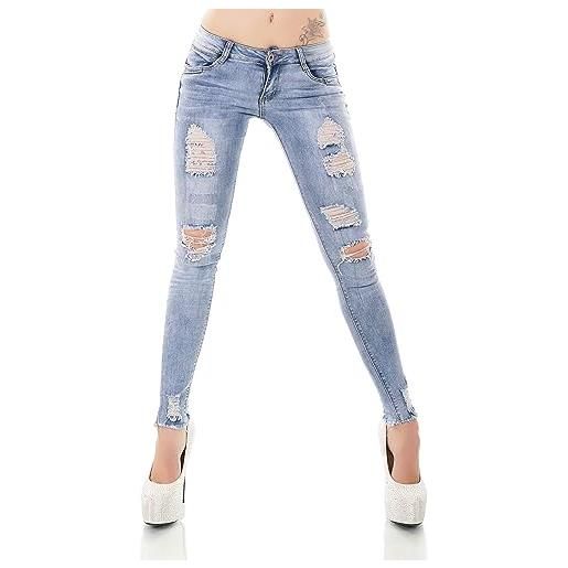 Zeralda Fashion jeans da donna con crepe, jeans skinny slim fit stretch xs s m l xl, blu-760, s