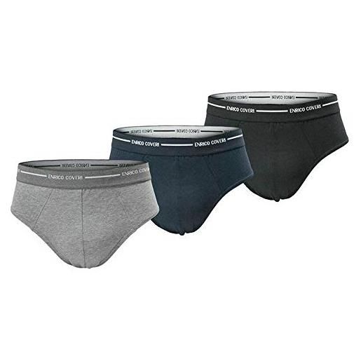 Enrico Coveri slip uomo offerta 3 pezzi 6 pezzi 12 pezzi, slip uomo in cotone bielastico elastico est. Mutande uomo bianche e colorate 80231000(3 pezzi assortito (1 blu 1 nero 1 grigio), 5)