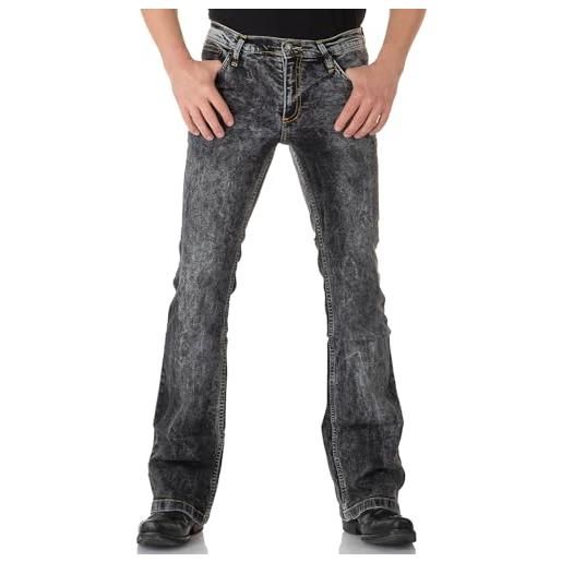 COMYCOM jeans neri lavati bootcut look usato, pantaloni jeans da uomo, nero , 33w x 36l