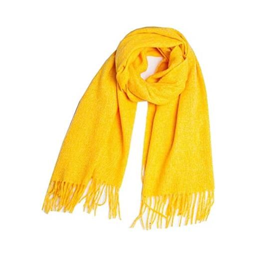 Stfery sciarpa da uomo, sciarpa tinta unita per uomo in poliestere nappa rettangolare calda abbigliamento invernale accessori regalo, giallo