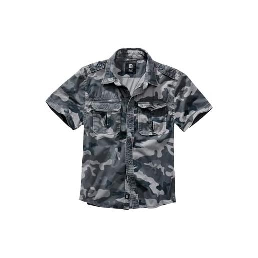 Brandit maglietta vintage a maniche corte camicia elegante, grigio militare, m uomo