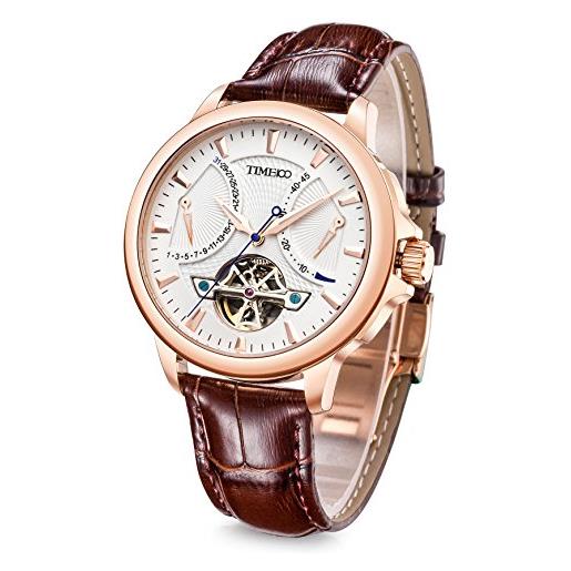TIME100 orologio da uomo meccanico in acciaio a carica automatica della serie navigatore svizzero movt in stile tourbillon(marrone)