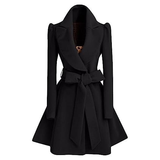 Generic giacca antipioggia da donna, cappotto in lana da donna, giacca invernale alla moda, slim fit, abbigliamento esterno caldo per le signore, le noir, xl