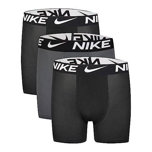 Nike boxer dri-fit™ da ragazzo, confezione da 3 (bambini grandi), nero/grigio scuro, sm (7-8 big kid)