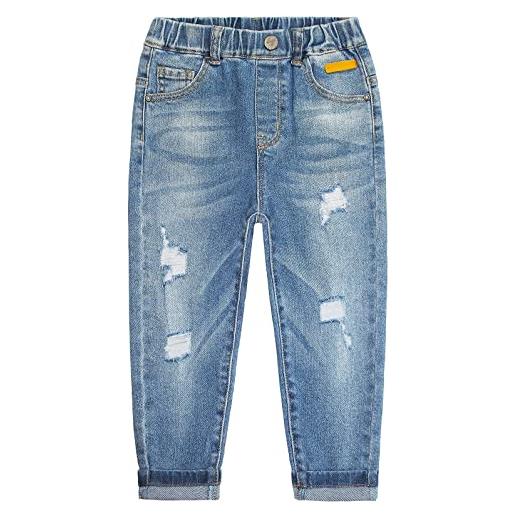 KIDSCOOL SPACE jeans per bambina pantaloni in denim lavato elastico ricamato blu 8-9 anni