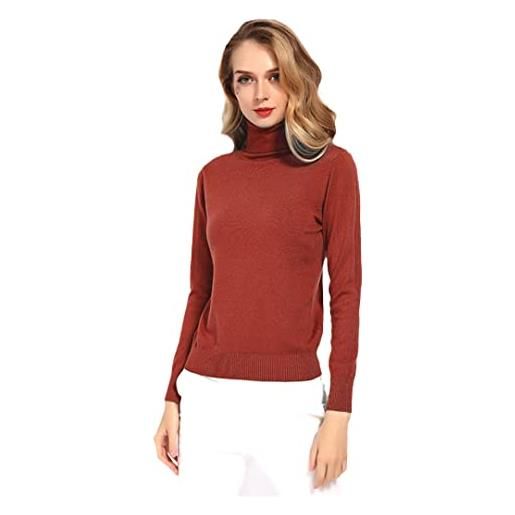 Bciopll donne 30% lana dolcevita caldo maglione autunno inverno maglione chiuso pullover di base elegante slim maglia top rosso mattone l