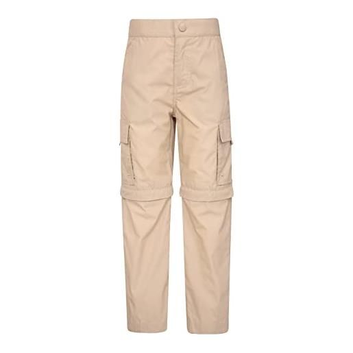Mountain Warehouse pantaloni zip-off per bambini active - pantaloni leggeri per bambini, pantaloni ad asciugatura rapida, tasche, pantaloni casual facili da lavare beige 5-6 anni