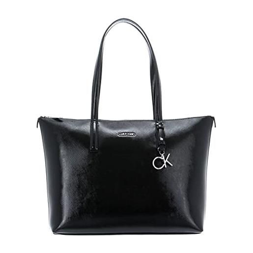 Calvin Klein must shopper md saffiano k60k609885, borsa a tracolla donna, nero (ck black), os