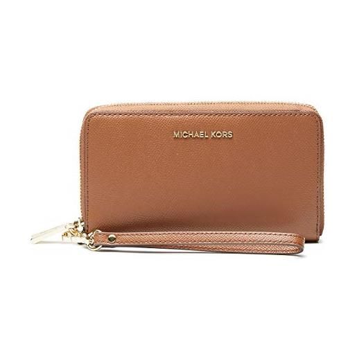 Donna Michael Kors Porta carte di credito Jet Set Travel in pelle Saffiano  metallizzata Oro Pallido