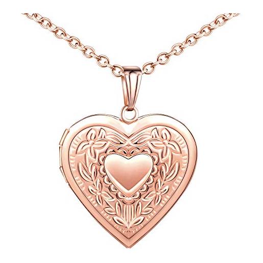 MicLee - collana da donna con ciondolo a forma di cuore in acciaio inossidabile (può contenere foto), fornita con una confezione regalo, regalo perfetto per mamme e figlie. 