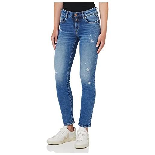 REPLAY jeans donna faaby slim fit elasticizzati, blu (medium blue 009), w24 x l32