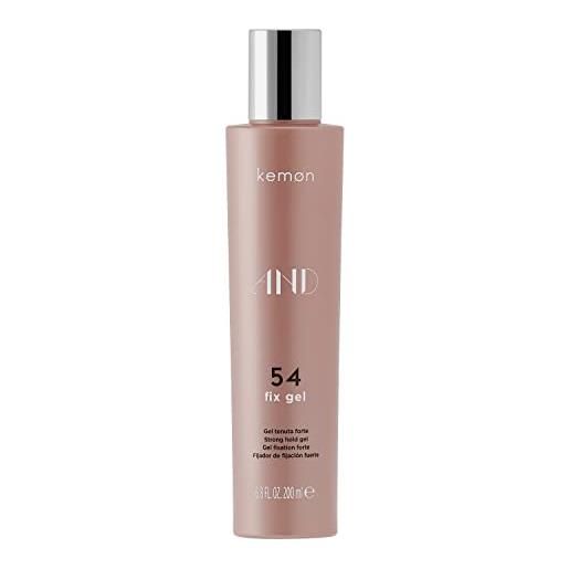 Kemon - and 54 fix gel, modellante per capelli a tenuta forte, effetto definito e brillante - 200 ml