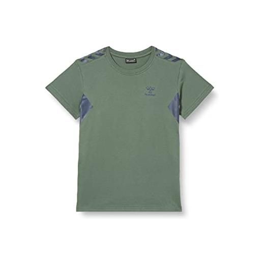 hummel hmlstaltic cotton t-shirt s/s kids, maglietta unisex-bambini e ragazzi, verde duck, 164