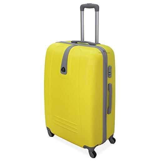 OR&MI by dolcevitaroma - set 3 valigie trolley rigido piccolo medio grande 4 ruote valigia in abs (giallo)