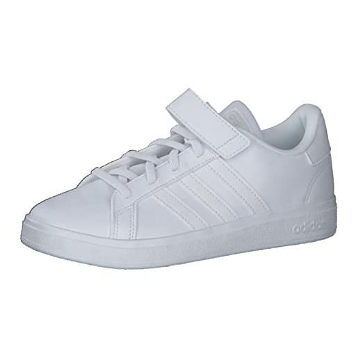 adidas grand court elastic lace and strap, sneakers unisex - bambini e ragazzi, ftwr white/ftwr white/grey one, 36 eu