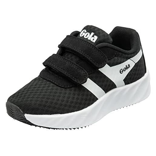 Gola draken twin bar qf, scarpe per jogging su strada unisex-bambini, nero e bianco, 18 eu