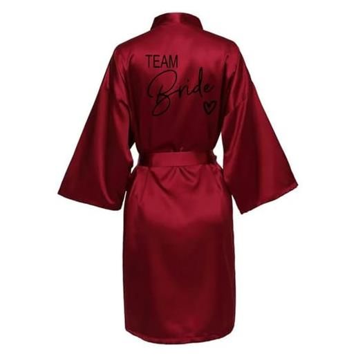 MdybF vestaglia wedding party team bride robe con lettere nere kimono satin pigjamas bridesmaid aokrobe-vino rosso-xl