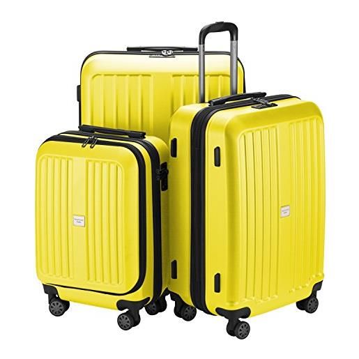Hauptstadtkoffer x-berg - set di 3 valigie - bagaglio a mano, trolley medio, valigia grande abs, tsa 258 litri, giallo