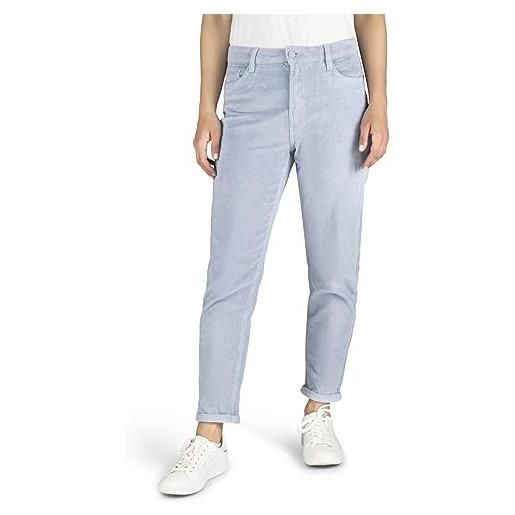 DENIMFY dflisa mom fit pantaloni da donna a vita alta, in corda, con chiusura lampo, in cotone, tinta unita, blu, verde, beige, s, m, l, xl, jeans vintage blu (59205), m